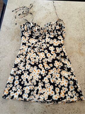 Realisation Par Black, White & Yellow Daisy Mini Dress